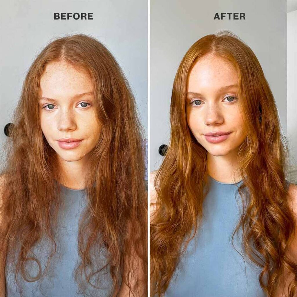 before and after result of hydrate sheer shampoo